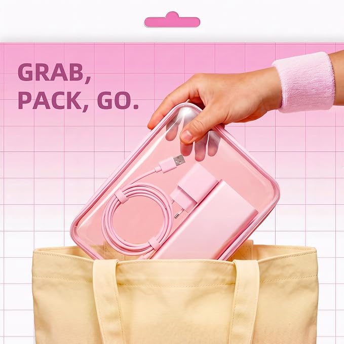 CoiiJoii 3PCS Large Clear Hard Shell Zippered Case, Diaper Bag Organizing Pouches, Waterproof Cosmetic Bag, Kid's Toy Storage Organizer Bins, Pencil Case. - Image 3