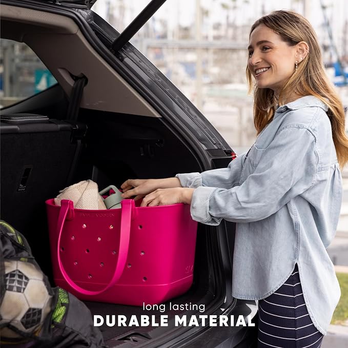 Simple Modern Extra-Large Beach Bag | Waterproof Getaway Rubber Tote with Zipper Pocket for Travel, Pool, Boat, Groceries, Sports | Ice Gray - Image 2