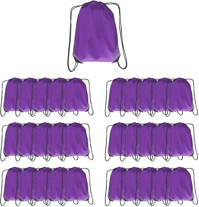 Drawstring Backpack Bulk 30 Packs Draw String Backpack Bags DIY Gym Sports Traveling Trip ride Pedestrianism Yoga Cinch Bag Sackpack Drawstring (purple) by Unknown