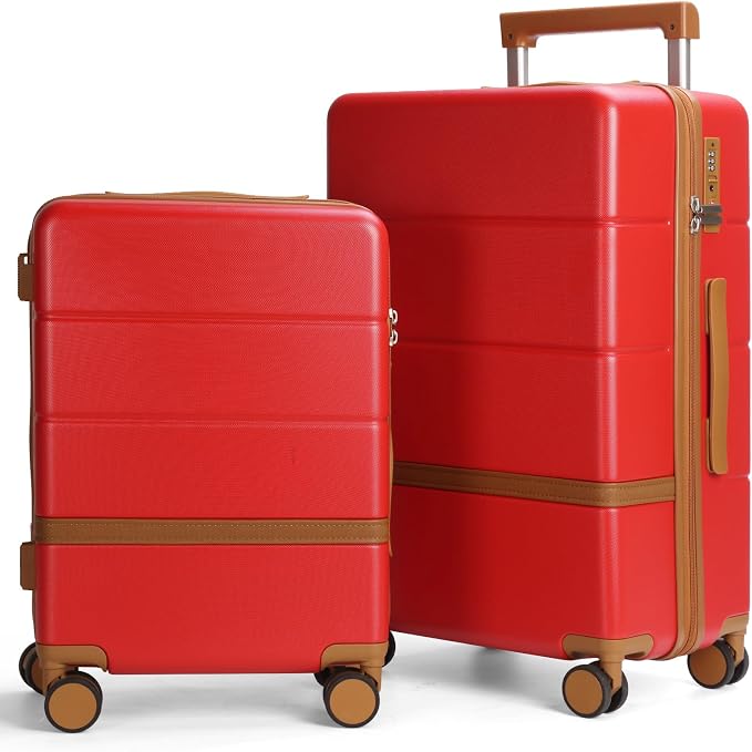Luggage Sets, 2 Piece Suitcase set with wheels Tsa Lock 20/24 inchi Hardshell Waterproof Travel Suitcases luggage for Women/Men/Family(Red) by Maungti