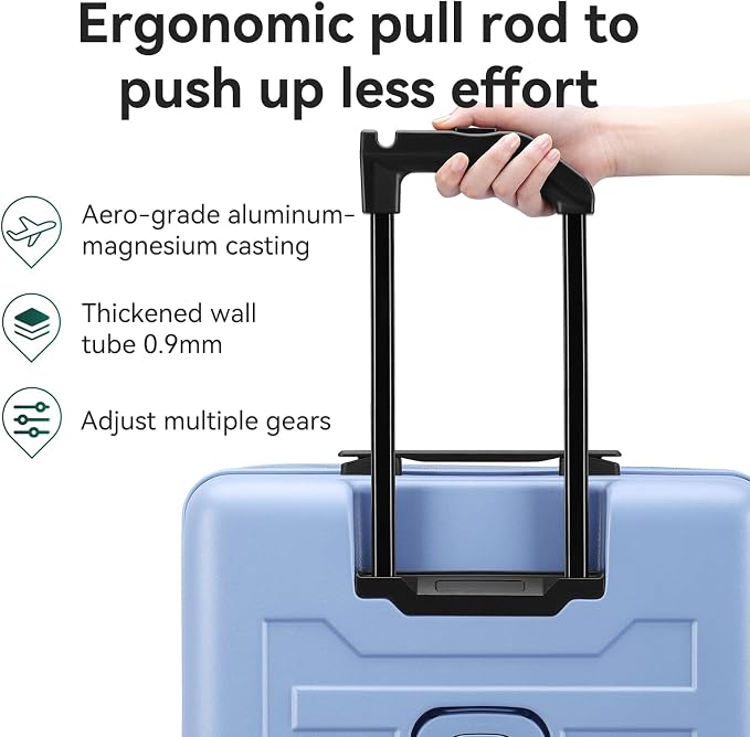 ROAMING 20 Inch Carry On Luggage Expandable TOP Opening Rolling Vacation Suitcase with Spinner Wheels and TSA Lock Cup Holder PC Hard Shell Travel Trolley Case for Shout Business Trips blue - Image 6