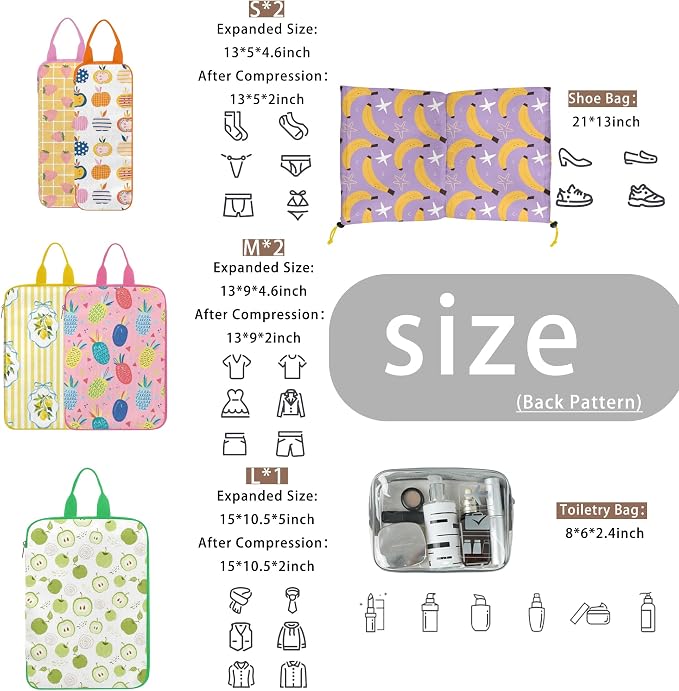 7 Pcs Compression Packing Cubes for Travel Luggage, Lightweight Suitcase Organizer Bags Set, Compression Packaging Cube for Travel Essentials, Packing Cubes for Carry on Suitcase - Image 3