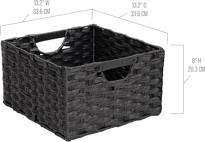 Seville Classics Premium Handwoven Portable Laundry Bin Basket with Carrying Handles, Household Storage for Clothes, Linens, Sheets, Black, Rectangular (2-Pack) - Image 6
