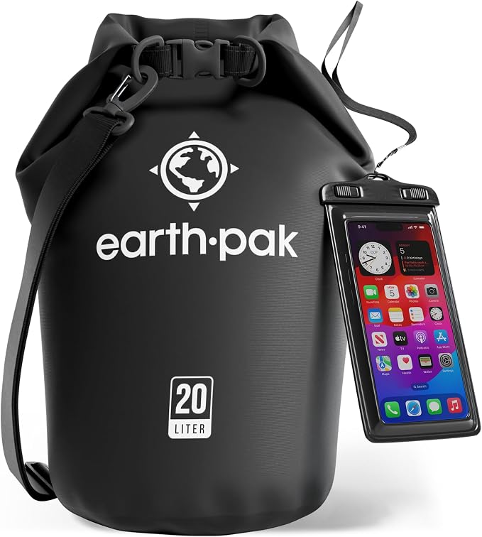 Earth Pak Waterproof Dry Bag - Roll Top Waterproof Backpack Sack Keeps Gear Dry for Kayak with Waterproof Phone Case by earthpak