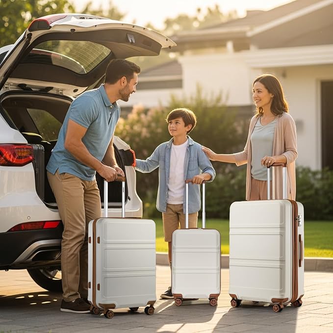 Kono Carry On Luggage 22x14x9 Airline Approved with Spinner Wheels | Lightweight PC+ABS 20 Inch Luggage with TSA Lock,Expandable Hard Shell Carry On Suitcases for Men Women,White/Brown - Image 9
