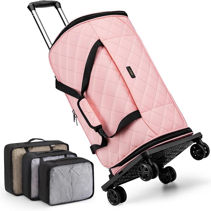 Rolling Garment Bags for Travel - Carry on Convertible Garment Duffle Bags with Wheels for Men Women, 4 in 1 Large Travel Duffel Bags with Shoes Compartment Hanging Suit Dress Weekender Bag 4pcs Set by IBFUN
