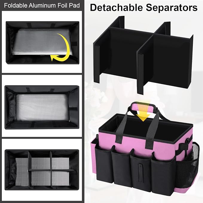 Wearable Large Cleaning Caddy Bag for Housekeeper, Clean Supply Organizer with Adjustable Shoulder, Waist & Handle Straps, Detailing Bag for Kitchen Supplies (Pink) - Image 4
