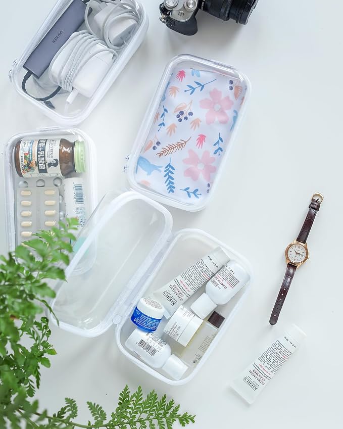 CoiiJoii Zippered Pouch Hard, Clear Zippered Hard Pouch, Stackable Storage Bins, Portable Clear Bin Zipper (white, 1Pc-Small) - Image 6