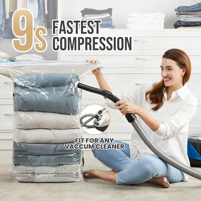 TAILI 8 Pack Vacuum Storage Bags, Jumbo Cube (31x40x15 Inch), Extra Large Vacuum Seal Bags for Clothing, Comforters and Blankets, Bedding, No Pump Compression Cube, Cream - Image 4