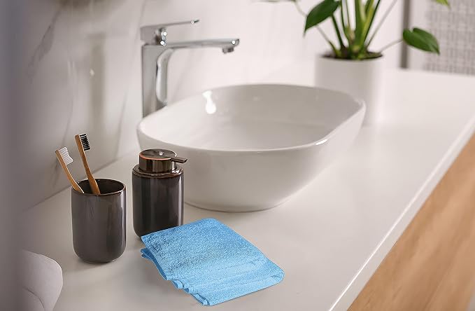 100% Cotton Washcloths 60 Pack (12x12 Inches) Soft, Highly Absorbent Washcloth, Face Towels, Wash Cloths for Face, Ring Spun, Bulk Pack (Electric Blue) - Image 4