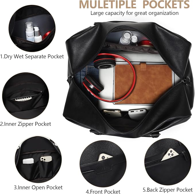 Wogarl Weekender Bag for Women Men Large Overnight Bag Travel Duffel Bag with Shoe Compartment Toiletry Satchel Bag Carry On Bag Fit 21" Laptop - Image 3