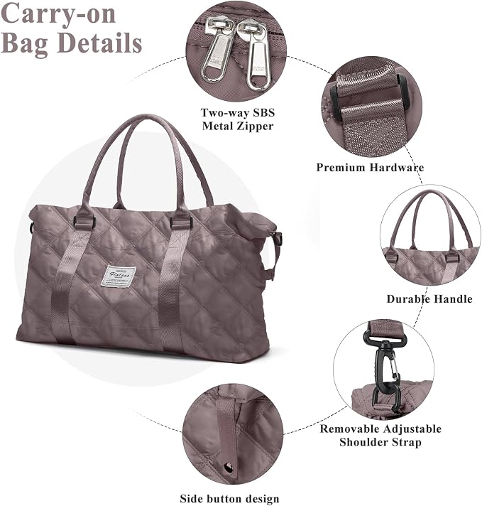 Travel Duffel Bag, Carry On Overnight Weekender Bags for Women | Travel Bag with Wet Pocket & Trolley Sleeve, For Spirit Airlines 18x14x8 Personal Item Bag - Image 5