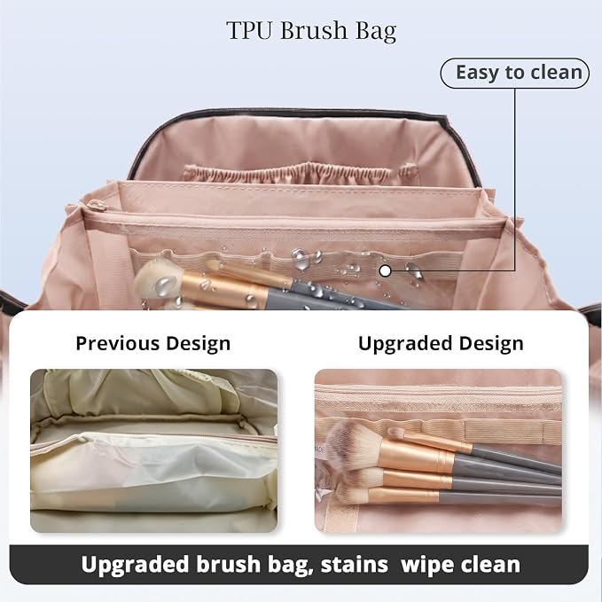 Personalized Gift Travel Makeup Bag: Initial Makeup Organizer Bag for Women | 3-in-1 Custom Make up Bag Set - Vegan Leather Travel Cosmetic Bag - Luxury Gift for Women – Birthday, Anniversary, Graduation - Image 4