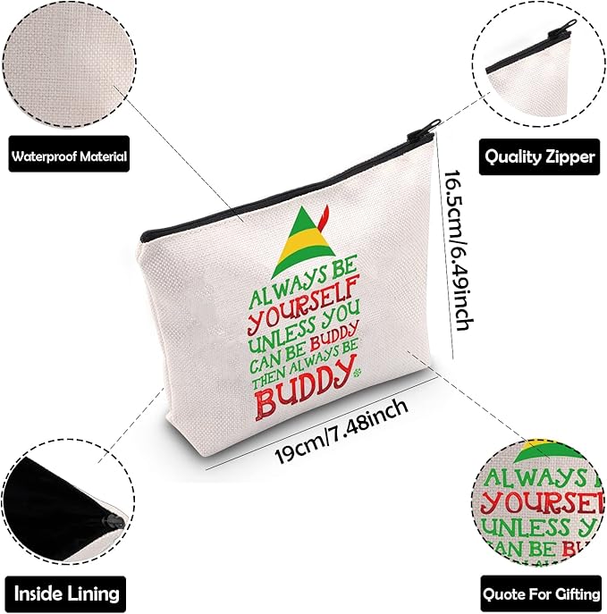 ZJXHPO Christmas Cosmetic Bag Gift With Zipper Multipurpose Storage Green