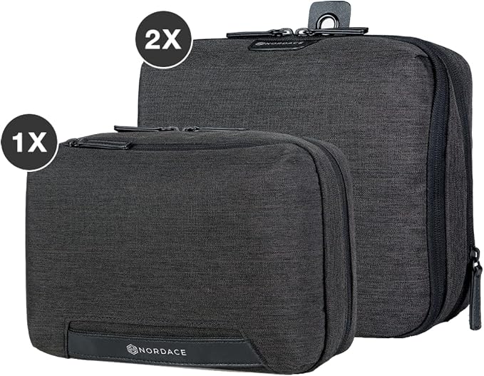 Nordace Travel Packing Organizers Set for Men and Women - 2x Packing Cubes & 1x Wash Pouch - Durable & Water Resistant (Black) - Image 2