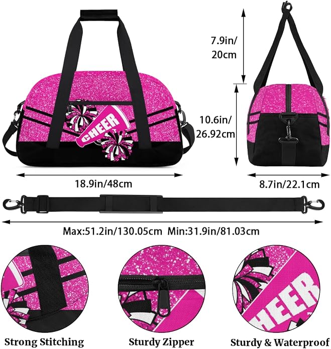 Cheerleading Dance Bag for Women Cheer Team Sport Gym Makeup Cosmetic Bag 2 Pcs Set - Image 4