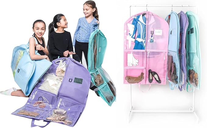 Waterproof Hanging Garment Bag 40 inch Clothes Bag with Gusset, 5 Pockets & Side Zip for Dance Costumes, Sports, Skating, Theatre, Beauty Pageants & More by Kendall Country, Lavender Purple - Image 5
