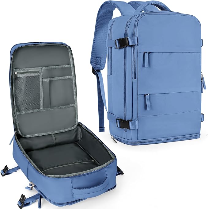coowoz Travel Backpack for Women Men,Carry On Backpack,Hiking Backpacks Outdoor Sports Rucksack Casual Daypack Travel Essentials Sky Blue by coowoz