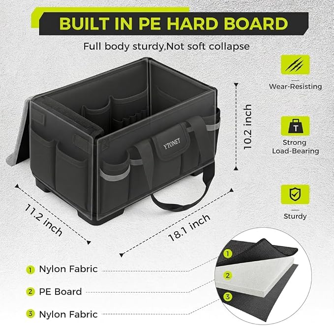 Heavy Duty Tool Bag 18-Inch, Extra Large 46 Pockets Electrician Tool Bag for men with Hard Bottom & Waterproof Pocket, 1680D Tear-Proof Toolbox Organizer for HVAC Mechanic, Father Dad Birthday Gift - Image 3