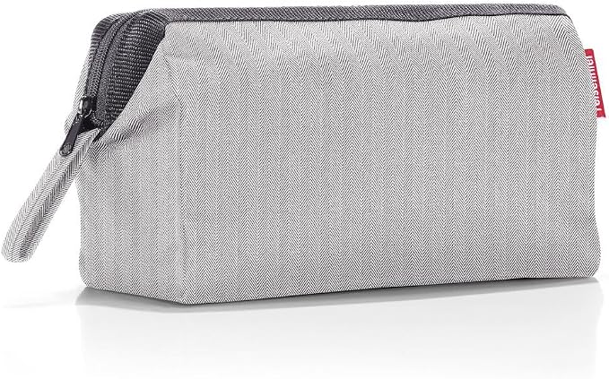 reisenthel travelcosmetic Strong Robust and Practical Travel Cosmetic Bag, Hand Strap, Water-Repellent Material, Herringbone Grey, Herringbone by reisenthel%C2%AE