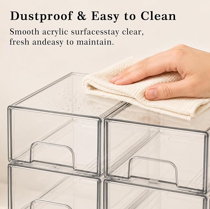 Clear Stackable Storage Drawers: Baby Bottle Storage Organizer, Acrylic Bottles Station Organizer Container for Countertop, Vanity, Bathroom, Cabinet Organization - 8 Pack - Image 8