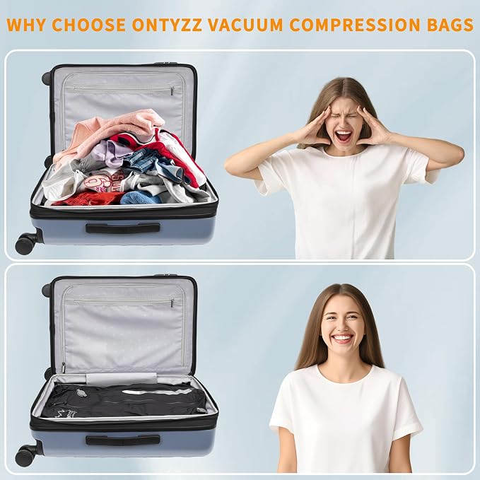 ONTYZZ Vacuum Bags for Travel, Reusable Vacuum Compression Bag, Recycled IPX8 Waterproof Space Saver Bag for Luggage/Camping/Home Storage (2 Pack NO Pump-Black) - Image 4