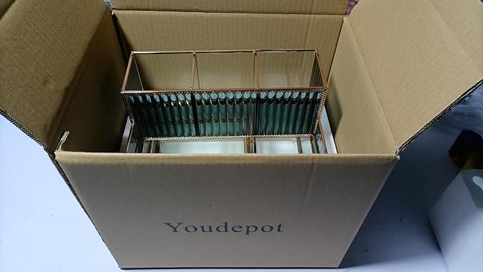 Youdepot Makeup Organizer Blue - Tempered Glass Vanity Organizer for Cosmetics, Skincare, Hair Tools, Brushes, Perfume - Multipurpose Bathroom Counter Skincare Organizer - Image 7