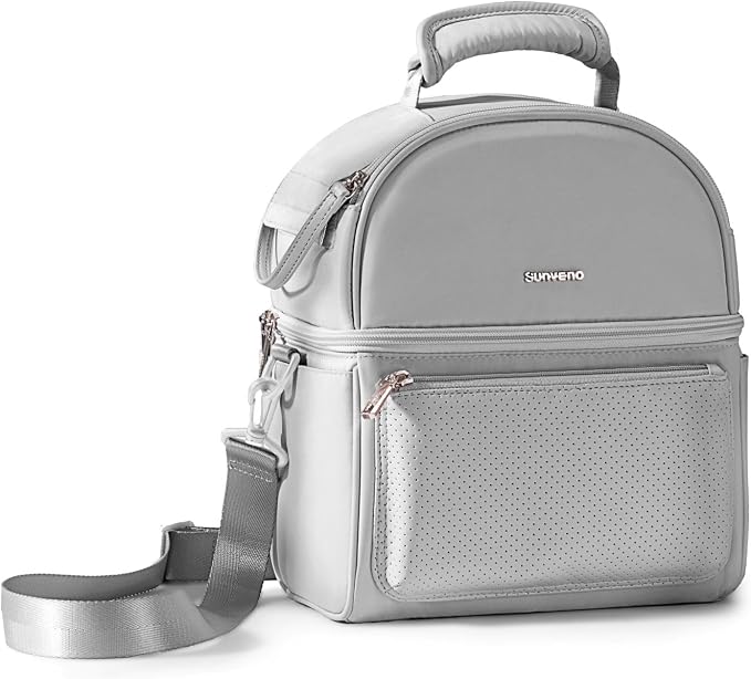 SUNVENO Breast Milk Cooler Bag with Detachable Insulation Box, Double-Layer Pumping Travel Bag for Work & Daycare, Fits Bottles, Ice Packs and Pump Parts,Grey - Image 14