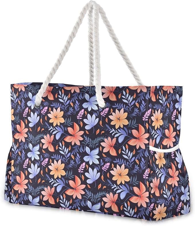 senya Large Beach Shoulder Bags Canvas Tote Water Resistant for Gym Travel Daily by senya