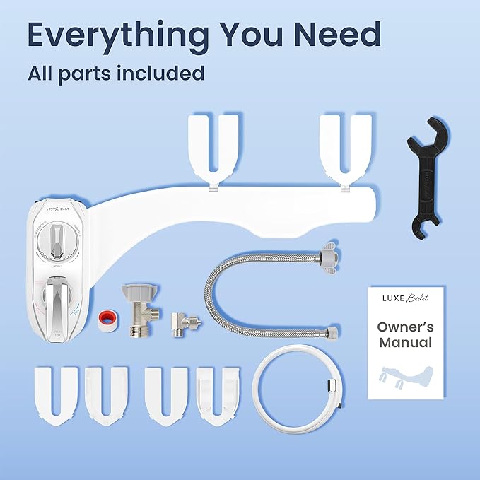 LUXE Bidet NEO 320 Plus - Warm Water, Dual Nozzle, Non-Electric Bidet Attachment for Toilet Seat, Patented Slide-In Install, 360° Self-Clean, EZ-Lift to Clean, Feminine & Rear Wash (White)