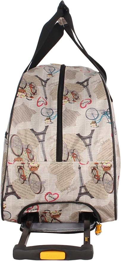 LUCAS Luggage 22 Inch Printed Rolling Carry-On Suitcase Wheeled Duffel (22in, Paris) - Image 3