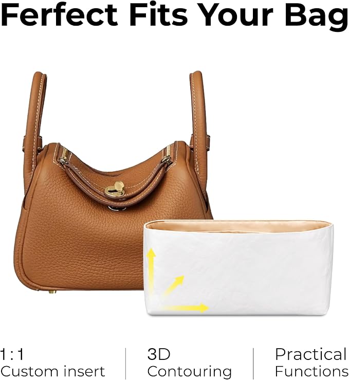 Purse Organizer Insert for HERMES Lindy Mini Handbag,Custom Fit Inside Premium Vanile Lightweight Water Resistant Tote Bag Insert - Image 3