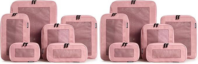Aerotrunk Compression Packing Cubes for Travel - Luggage Organizer Bags - Double Zipper Packing Cubes for Suitcases (12-Pack, Rose) by Aerotrunk