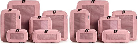 Aerotrunk Compression Packing Cubes for Travel - Luggage Organizer Bags - Double Zipper Packing Cubes for Suitcases (12-Pack, Rose) by Aerotrunk