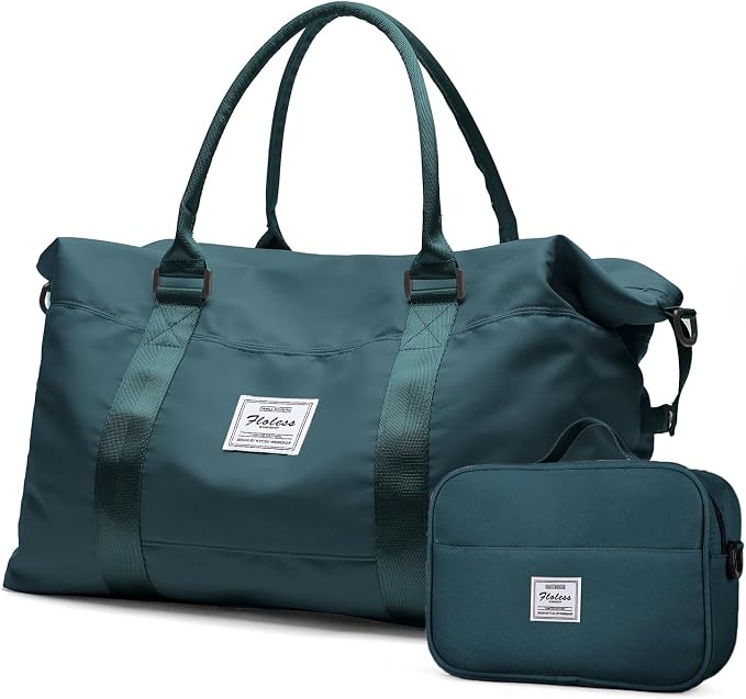 HYC00 Travel Duffel Bag with Toiletry Bag,Weekender Overnight Bag for Women,Carry-on Bag with Wet Pocket,Gym Bag,Extra Large,Peacock Blue by HYC00