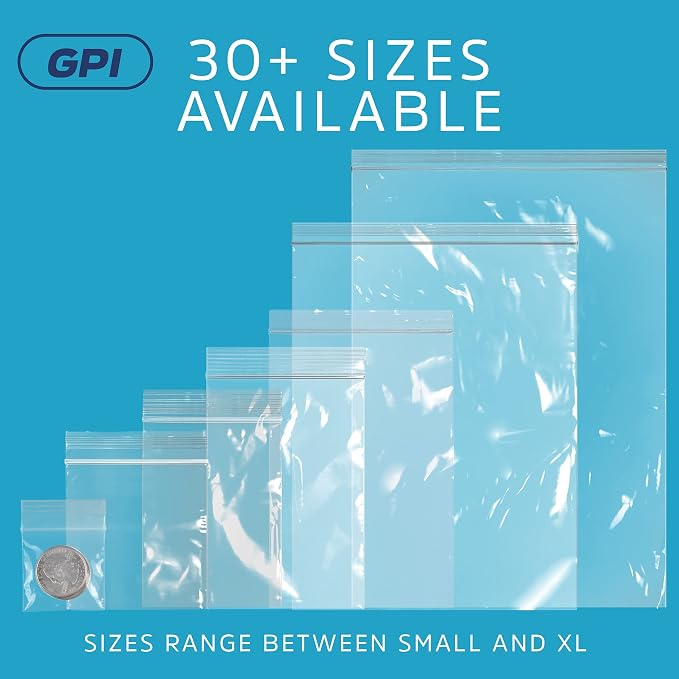 GPI - 10" x 13" Zip Bags, 1000 Count, Clear Plastic Reclosable Zipper Poly Baggies, with Resealable Zip Top Lock. for Freezer, Apparel, Clothing, Food, Home & Office Supplies. - Image 7