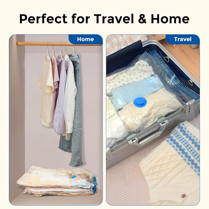 ETENWOLF Vacuum Storage Bags for Travel, Vacuum Seal Bags for Clothes and Travel, Space Saver Bags in Multiple Carry-On Sizes, Perfect for Luggage and Suitcases, 20 Combo - Image 6