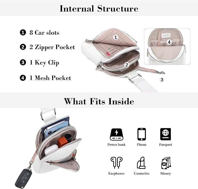 INICAT RFID Blocking Sling Bag,Anti Theft Crossbody Bags for Women,Travel Gifts Fanny Pack Cross Body Purses Woman Leather