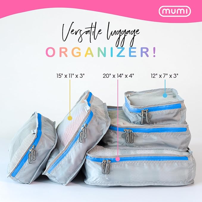 MUMI Packing Cubes for Travel - 5 Set Luggage Organizer Bags, Black | Travel organizer bags for suitcases, carry on and backpack; holds clothes, kids items and accessories - Image 5