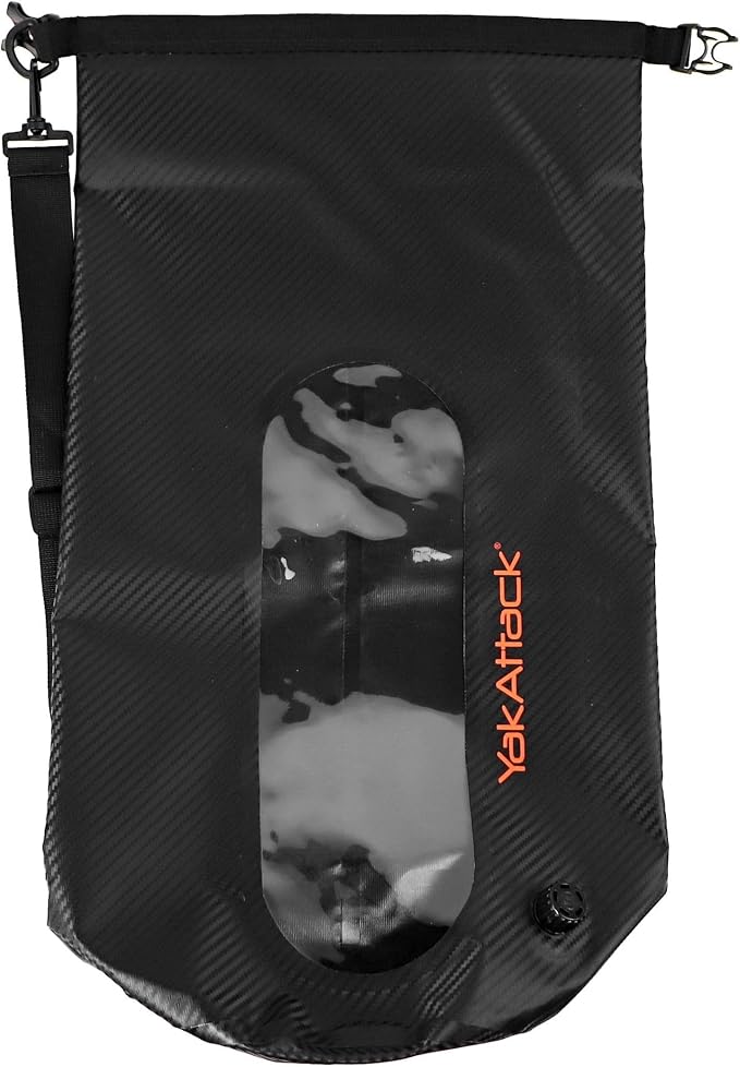 YakAttack 20L Roll-Top Drybag with Air Valve - Black Carbon | Waterproof Marine Dry Bag for Kayaking, Boating, Backpacking & Paddleboarding | Heavy Duty Roll Top Compression Drybag for Gear Storage - Image 3