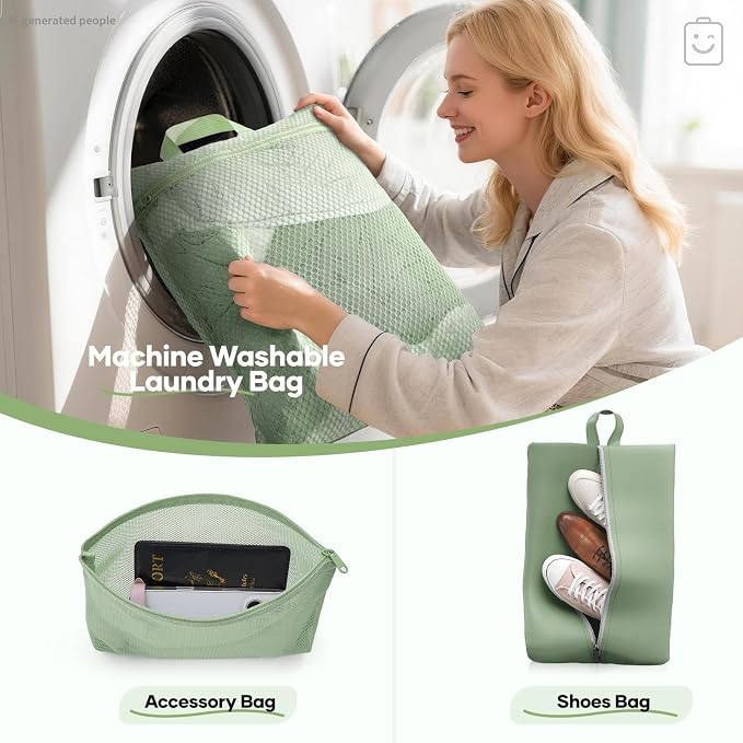 Veken 11 Set Compression Packing Cubes Garment Bags for Travel Essentials,Compressible Expandable Luggage Organizer Bags for Clothing,Space Saver Bags with Over 1000 pcs of Mesh Holes(Matcha Green) - Image 7
