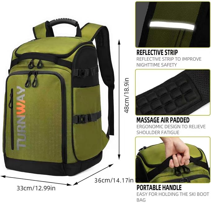 TurnWay Ski/Snowboard Boot Backpack/Ski Boot Backpack | Excellent for Store All Gear | Travel with Waterproof Exterior, Reflective Strip for Men, Women and Youth - Image 2