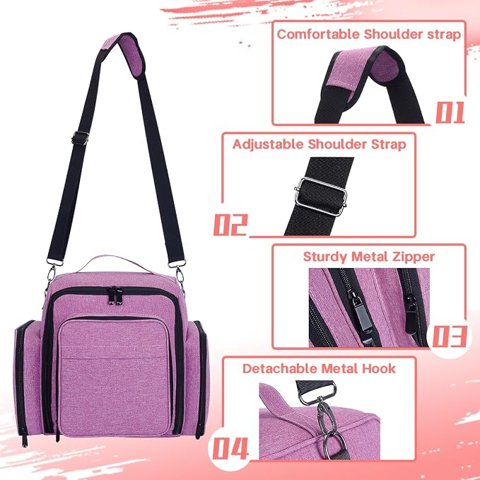 Nail Polish Organizer Case Hold 90 Bottle with 3 Detachable Bag,Purple | Portable Travel Storage Box Designed for Women's Nail Tools, Essential Oils and Cosmetics Sets - Image 2