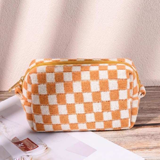 SOIDRAM 2 Pack Checkered Makeup Bag for Women, Cute Makeup Pouch Small Makeup Bag Travel Cosmetic Organizer for Toiletries, Brushes & Skincare - Image 8