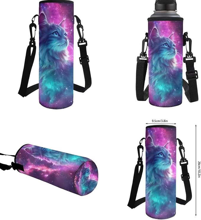Galaxy Cat Girls Backpacks Ages 8-10 6-8, Large School Bag with Lunch Box Pencil Case Water Bottle Sleeve 4 in1 Set, Kids Bookbag for Elementary Middle Travel Outdoor Daypack, Purple - Image 6