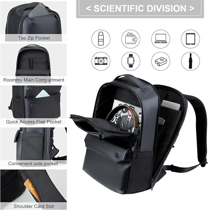 Hanke Carry on Backpack Travel Laptop Backpack for Men & Women, Durable Rucksack Weekender Bag Daypack(Graphite Black) - Image 4