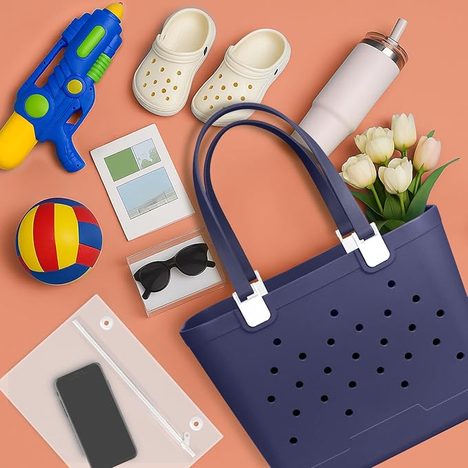 X-Large Rubber Beach Tote Bag, 18.9 "L x 9.4 "W x 13.8 "H Waterproof EVA Beach Totes with Zipper Pocket - Image 7