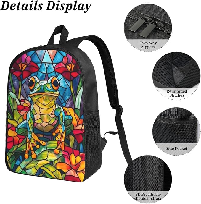 Frog Kid Backpack Set with Lunch Bag & Pencil Case Large Capacity School Bag 17 Inch Bookbag for Boy Girl - Image 5
