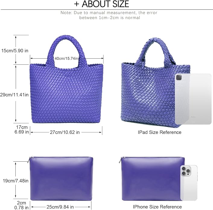 JINMANXUE Fashion Woven Bag Shopper Bag Travel Handbags and Purses Women Tote Bag Large Capacity Shoulder Bags - Image 4