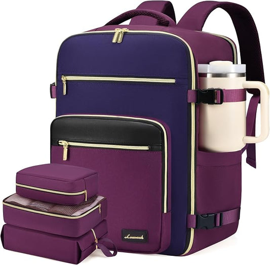 LOVEVOOK Travel Backpack For Women,40L Carry On Backpack Flight Approved,TSA Personal Item Travel Bag Fits 17 Inch Laptop,Business Weekender Overnight Daypack with Toiletry Bag and Cubes by LOVEVOOK